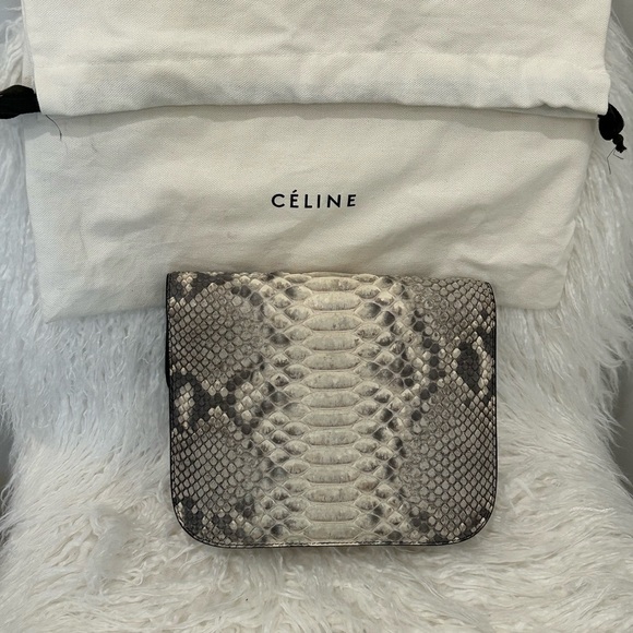 CELINE SNAKESKIN MEDUIM BOX BAG GREY/CREAM - Picture 6 of 9